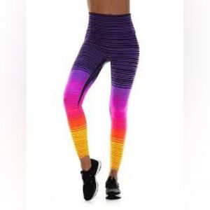 K-DEER Sneaker Length Leggings in the Sunset stripe pattern.